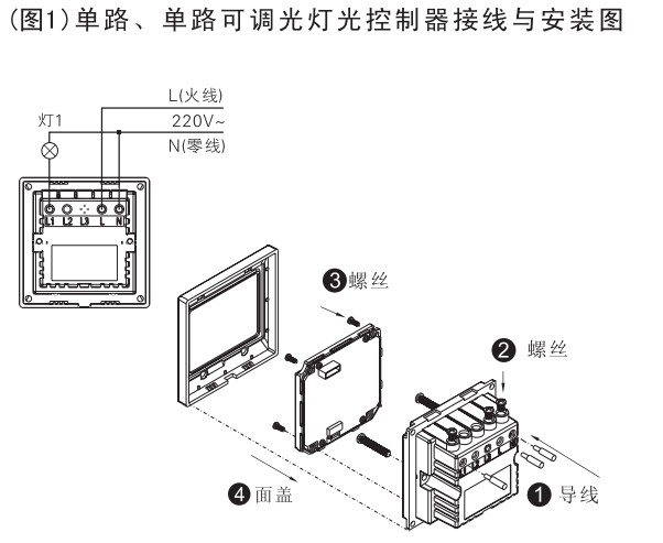 E度空间单路智能可调光开关接线安装图